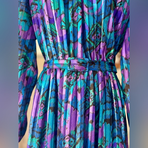 Vintage 80s–90s Pleated Midi Dress | D’Allaird’s | Size 12 | 28–36" Waist - Picture 8 of 12